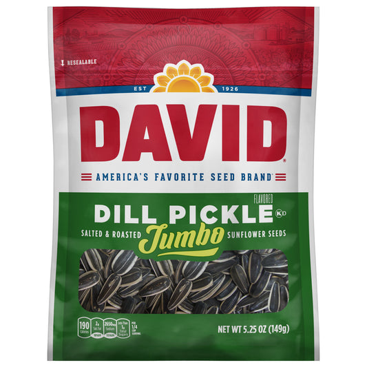 DAVID Roasted and Salted Dill Pickle Jumbo Sunflower Seeds, 5.25 oz