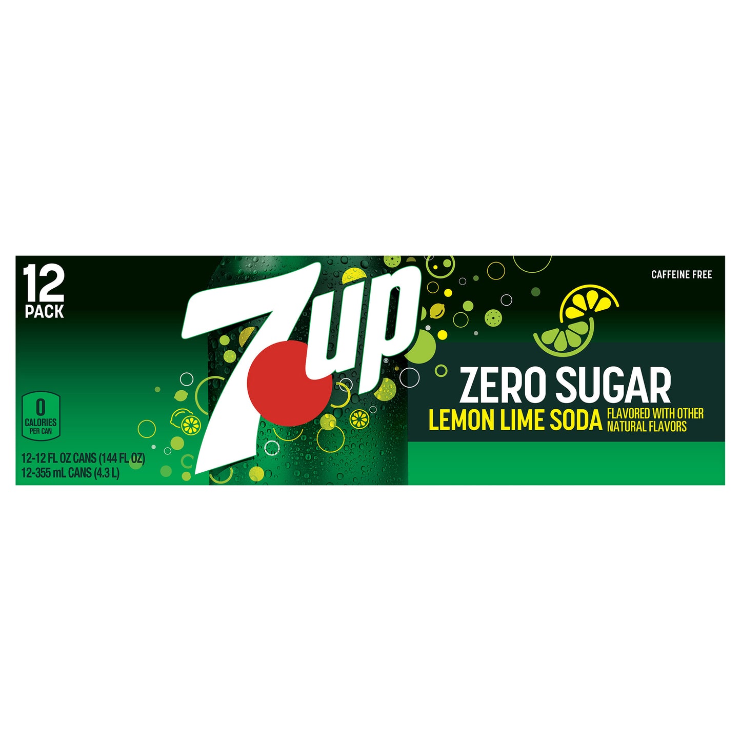 7UP Zero Sugar Lemon Lime Soda, 12 fl oz cans, 12 pack
