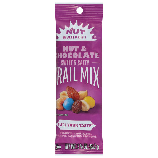 Nut Harvest Nut & Chocolate Mix With Peanuts Chocolate Raisins Almonds & Cashews 2 1/4 Oz