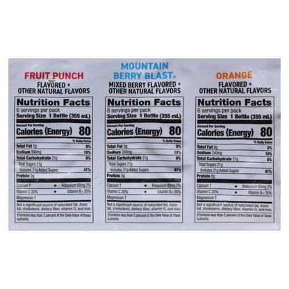 Powerade Fruit Punch/Mountain Berry Blast/Orange Sports Drink 18 - 12 fl oz Bottles