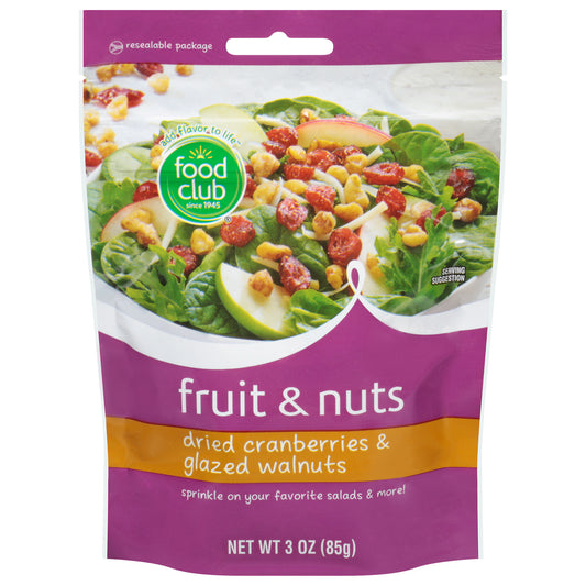 Food Club Dried Cranberries & Glazed Walnuts Fruit & Nuts 3 oz