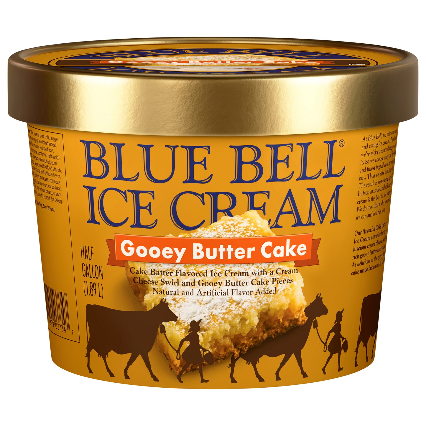 Blue Bell Gooey Butter Cake Ice Cream 0.5 gal