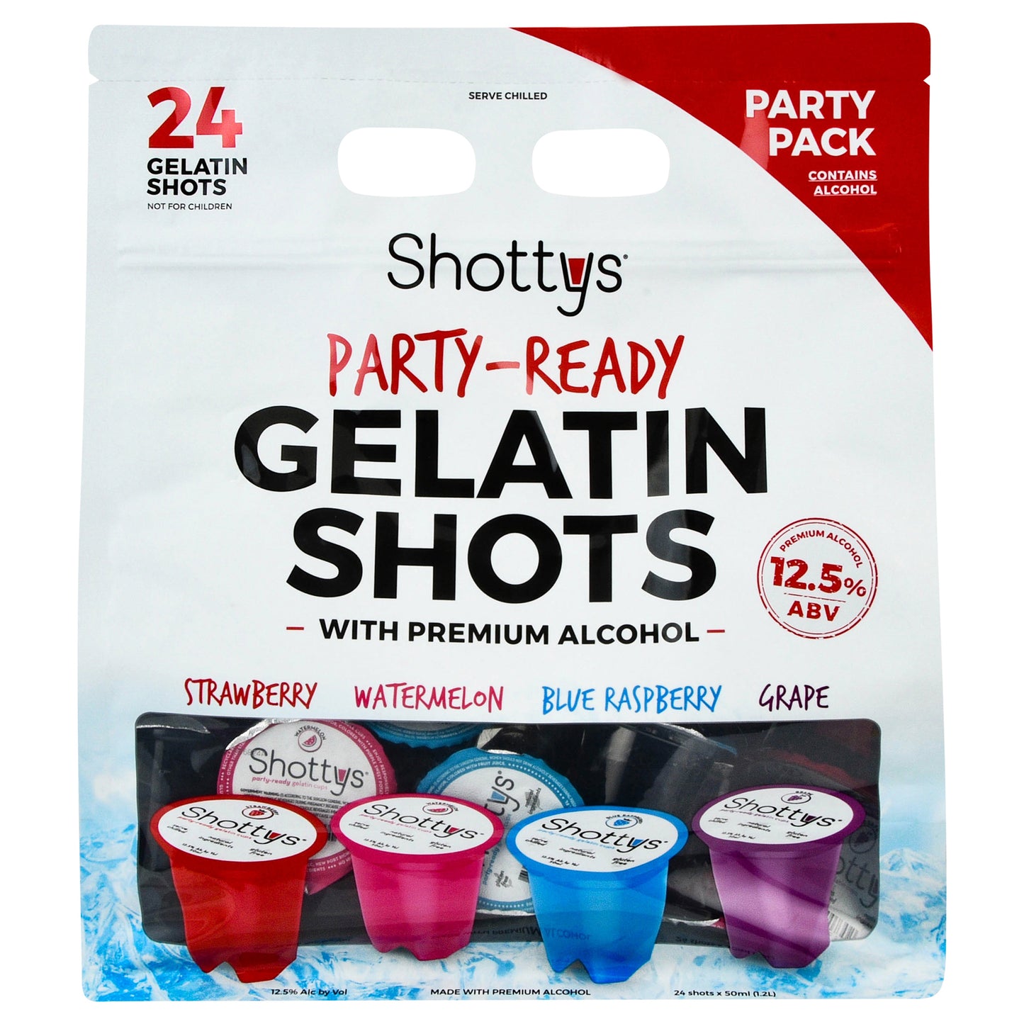 Shottys Gelatin Shots with Premium Alcohol Party Pack 24 - 50 ml Shots