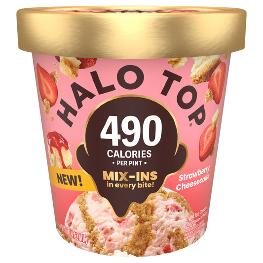 Halo Top Strawberry Cheesecake Light Ice Cream Pint, 16 fl oz