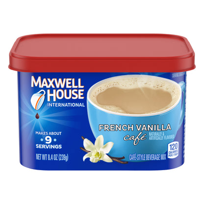 Maxwell House International French Vanilla Cafe Beverage Mix, Caffeinated, 8.4 oz Can