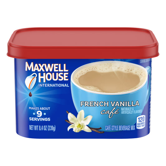 Maxwell House International French Vanilla Cafe Beverage Mix, Caffeinated, 8.4 oz Can