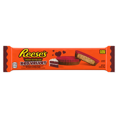 REESE'S Milk Chocolate and Red Velvet Flavored Creme King Size Peanut Butter Cups, Valentine's Candy Pack, 2.8 oz