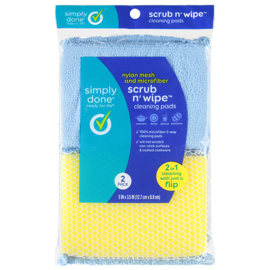 Simply Done Scrub n' Wipe Cleaning Pads 2 Pack