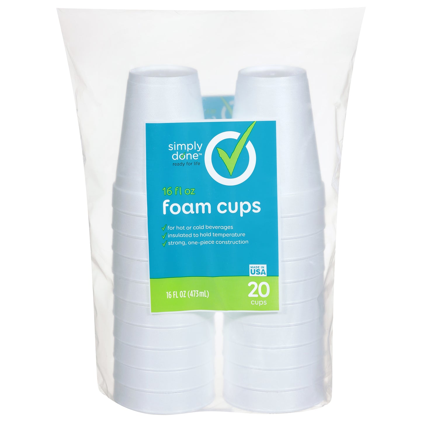 Simply Done 16 fl oz Foam Cups 20 Each