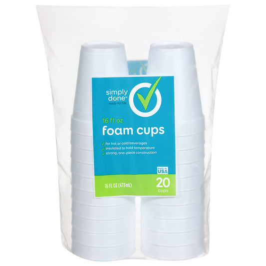 Simply Done 16 fl oz Foam Cups 20 Each