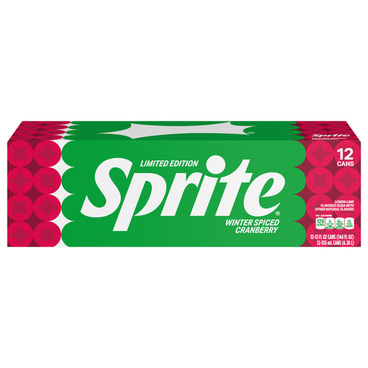 Sprite Winter Spiced Cranberry Fridge Pack Cans, 12 fl oz, 12 Pack