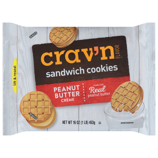 Crav'n Flavor Peanut Butter Creme Sandwich Cookies 16 oz