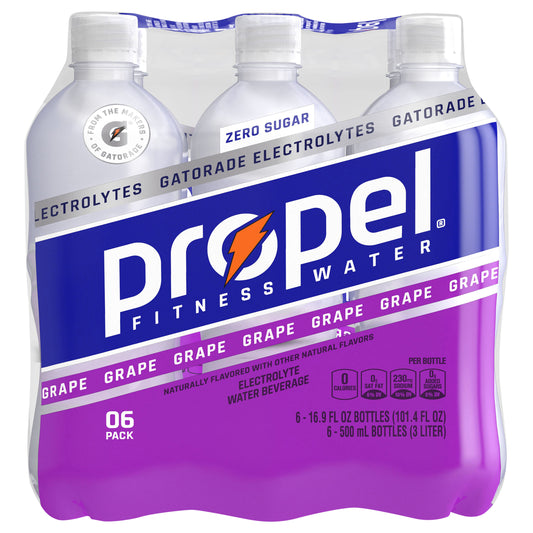 Propel Zero Sugar Electrolyte Water Beverage Grape 16.9 Fl Oz 6 Count