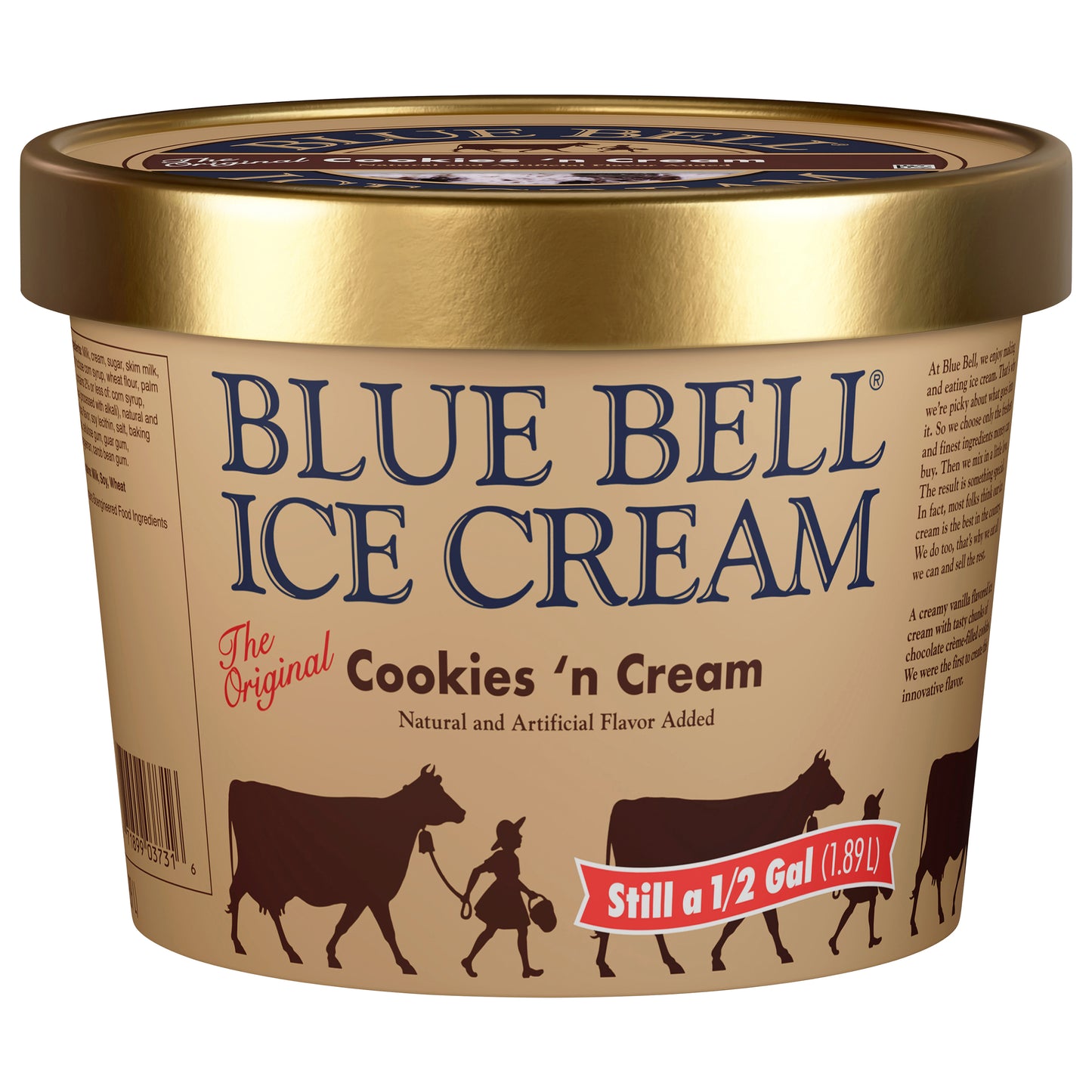 Blue Bell Cookies 'N Cream Ice Cream 0.5 gal