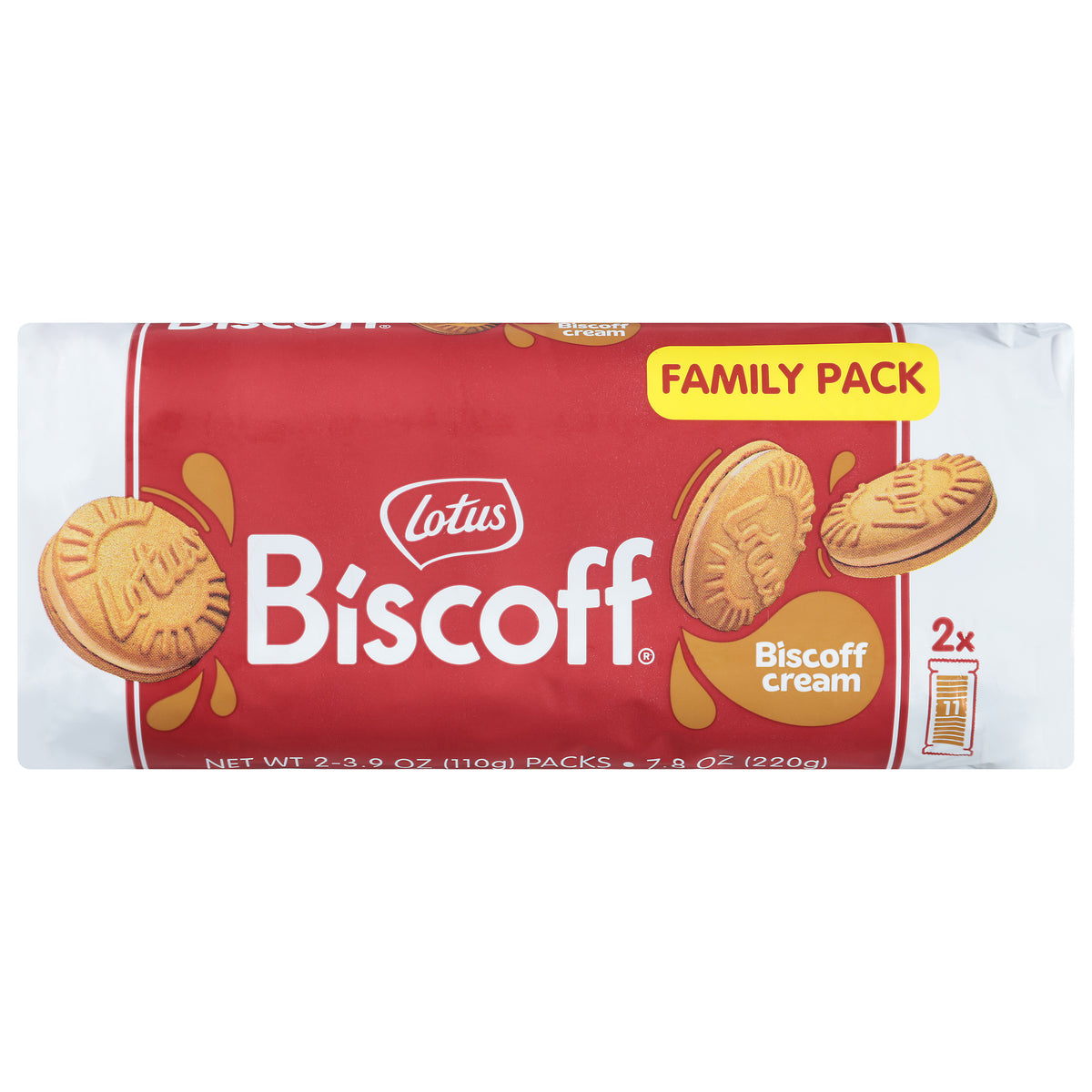 Lotus Biscoff Biscoff Cream Sandwich Cookies Family Pack 2 - 3.9 oz Packs