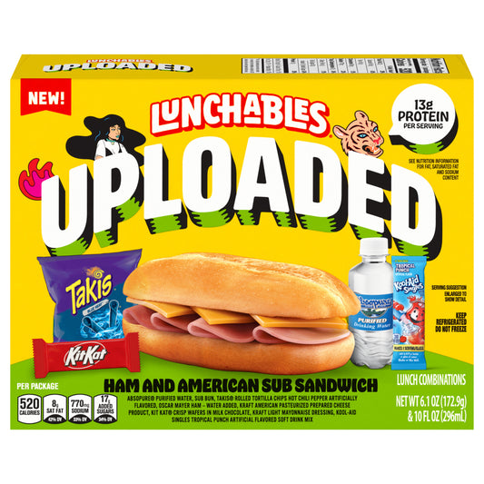 Lunchables Uploaded Ham and American Sub Sandwich Snack Kit, 16.1 oz Box