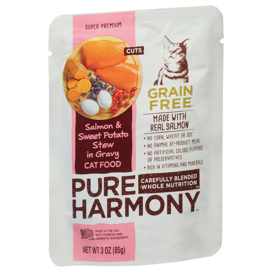 Pure Harmony Grain Free Super Premium Cuts Salmon & Sweet Potato Stew in Gravy Cat Food 3 oz