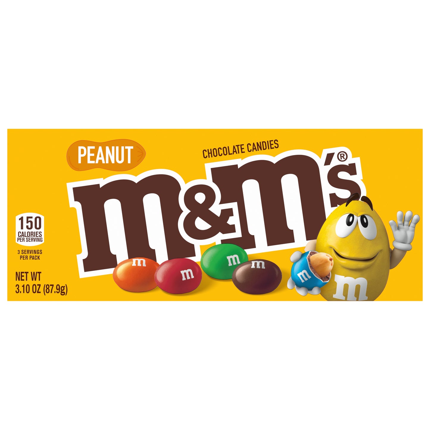 M&M'S Peanut Milk Chocolate Candy Theater Box, 3.1 oz Box