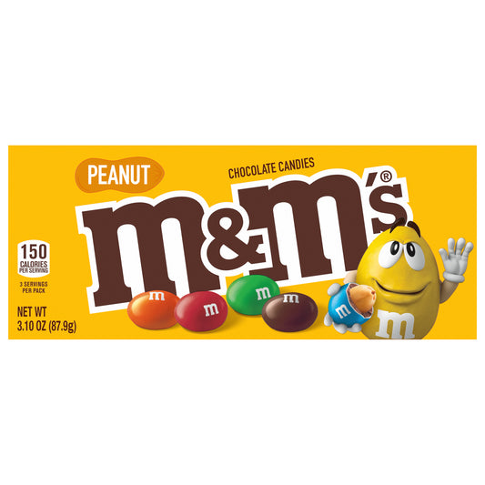 M&M'S Peanut Milk Chocolate Candy Theater Box, 3.1 oz Box
