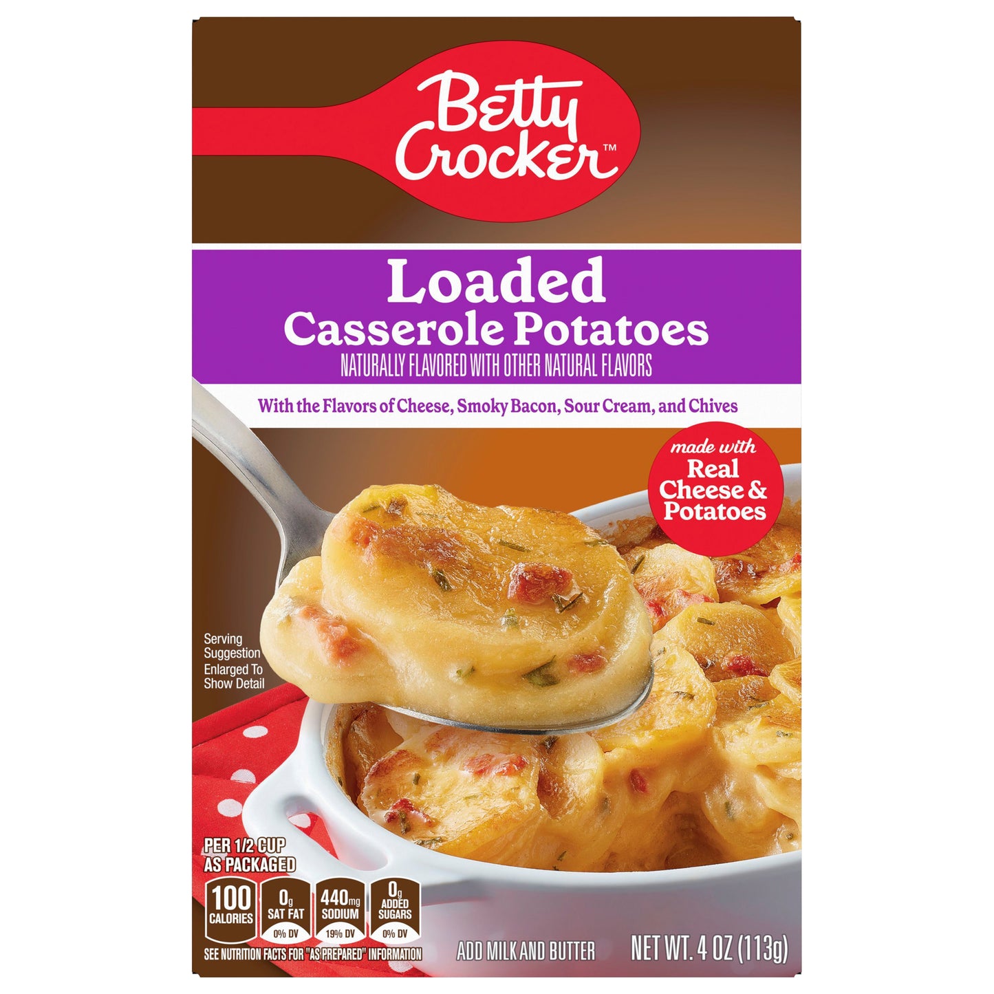 Betty Crocker Loaded Casserole Potatoes, Made With Real Cheese, 4 oz Box
