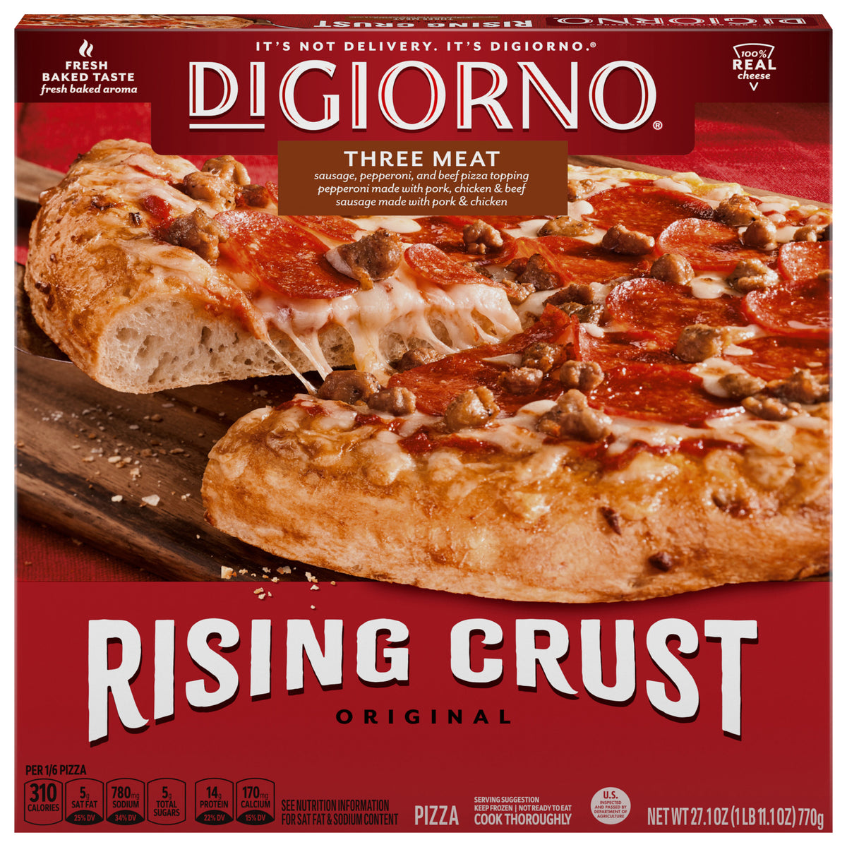 Shurfine Rising Crust DiGiorno Frozen Pizza Rising Crust 3 Meat 27.1oz US – Champagne's Marche