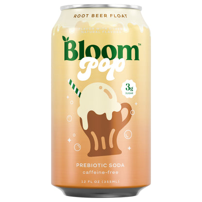 Bloom Pop Root Beer Float Prebiotic Soda, 12 fl oz can