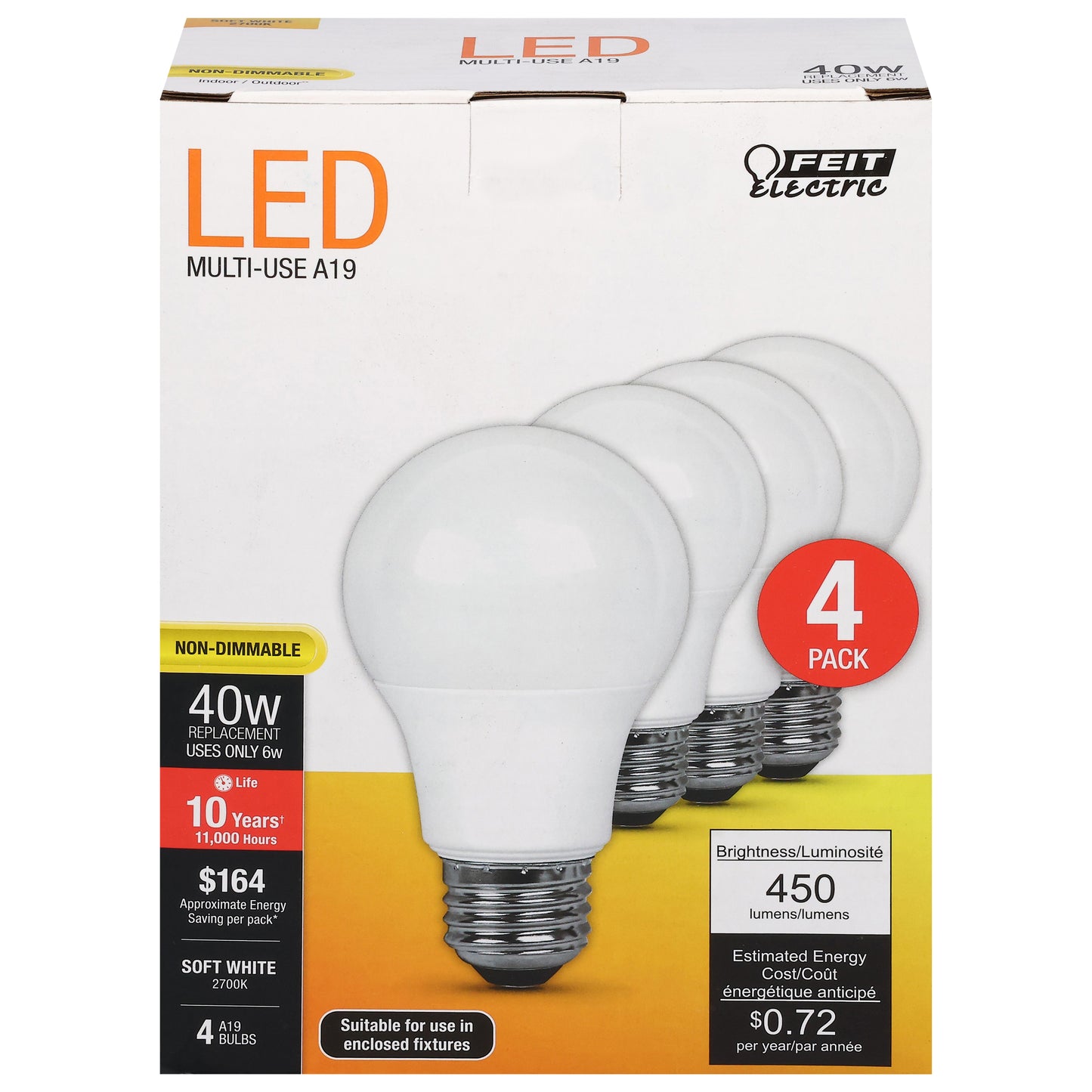 Feit Electric 40 Watts LED Soft White Bulbs 4 ea
