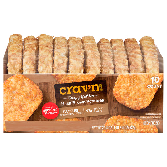 Crav'n Flavor Patties Crispy Golden Hash Brown Potatoes 10 ea