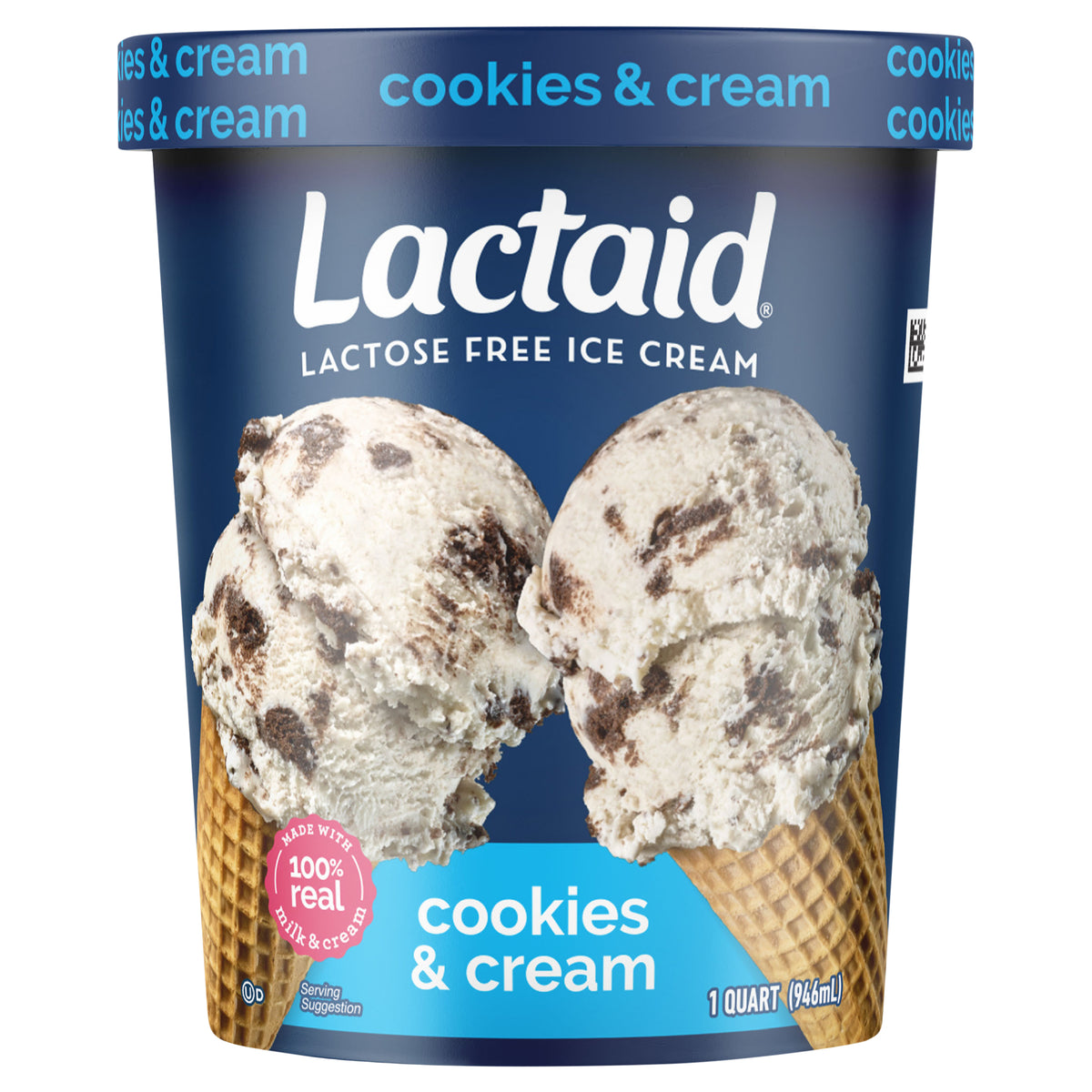 Lactaid Cookies & Cream Ice Cream, 1 Quart