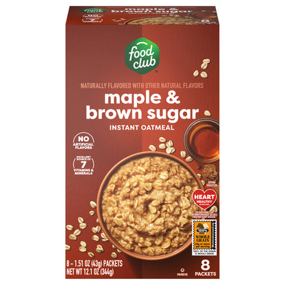 Food Club Maple & Brown Sugar Instant Oatmeal 8 ea