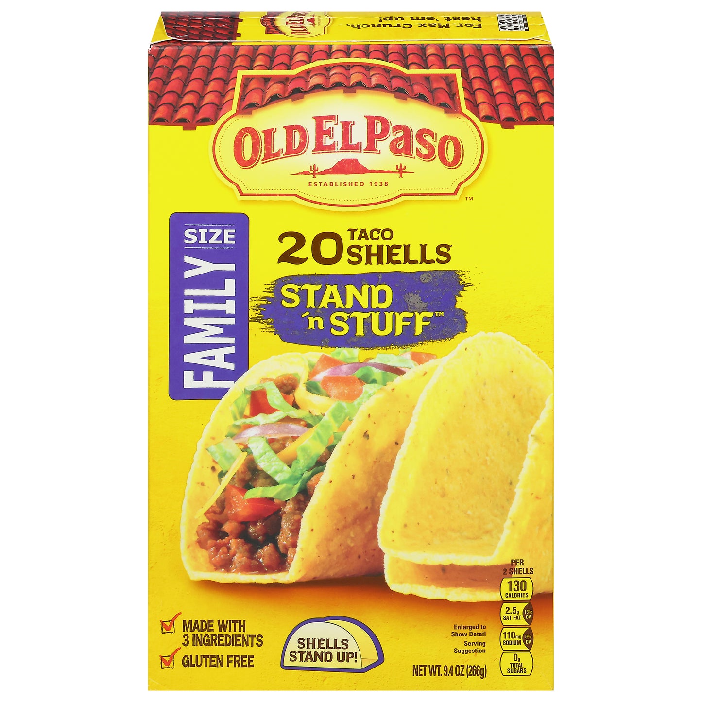 Old El Paso Stand 'n Stuff Taco Shells Family Size 20 ea