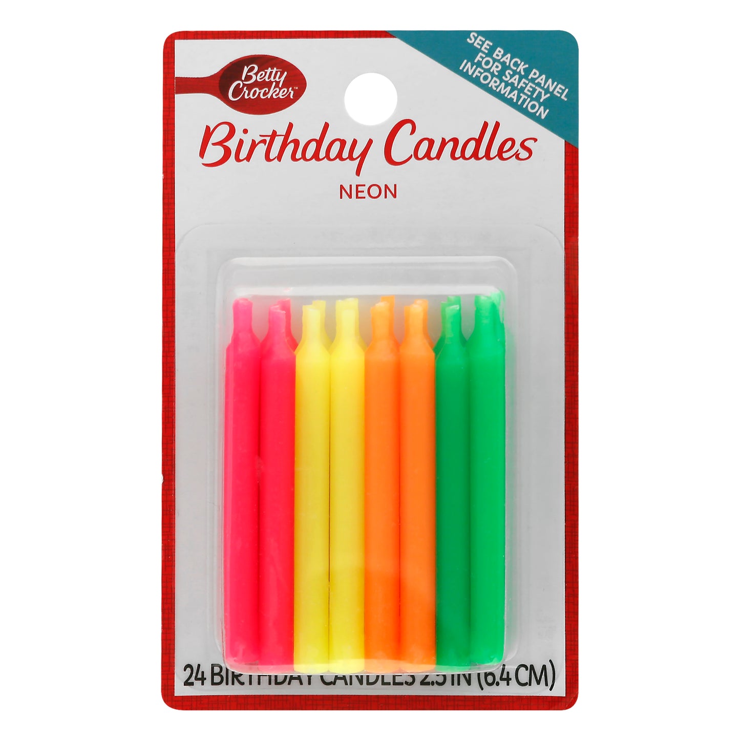 Betty Crocker 2.5 Inch Neon Birthday Candles 24 ea