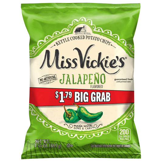 Miss Vickie's Kettle Cooked Potato Chips Jalapeno Flavored 1 3/8 Oz