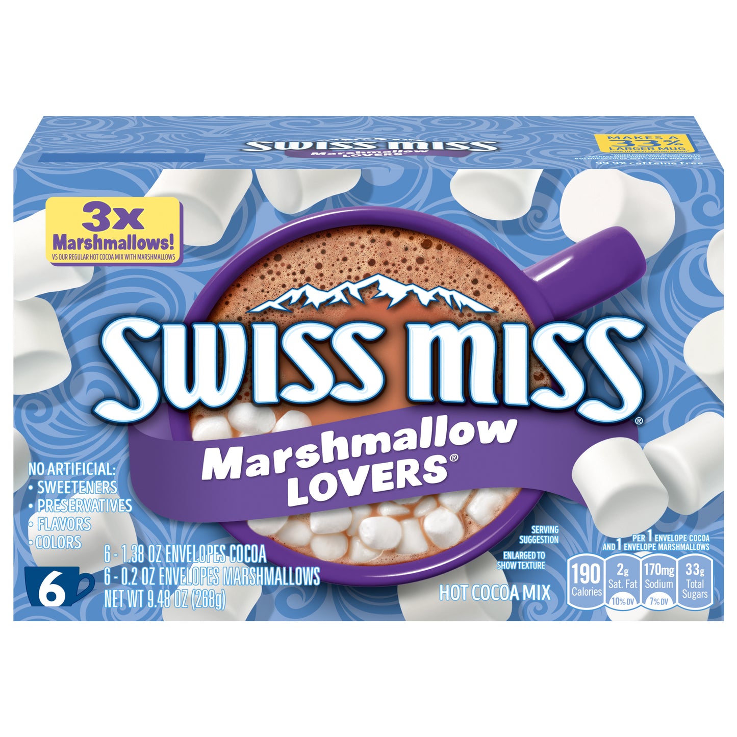 Swiss Miss Marshmallow Lovers Hot Cocoa Mix, 6 Count Hot Cocoa Mix Packets (8 Pack)