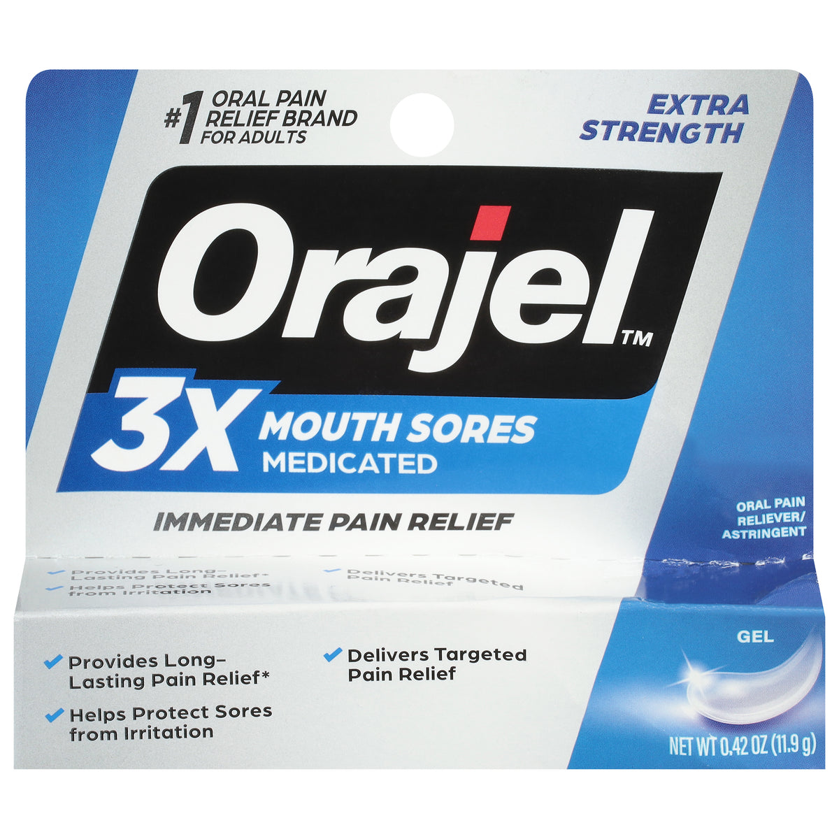 Orajel Gel Extra Strength 3X Medicated Mouth Sores 0.42 oz