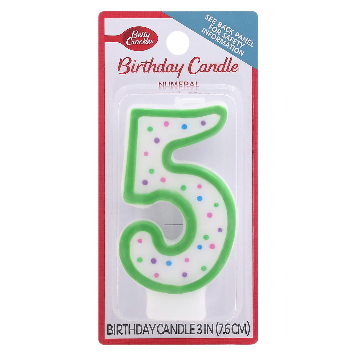 Betty Crocker 3 Inch Numeral 5 Birthday Candle 1 ea