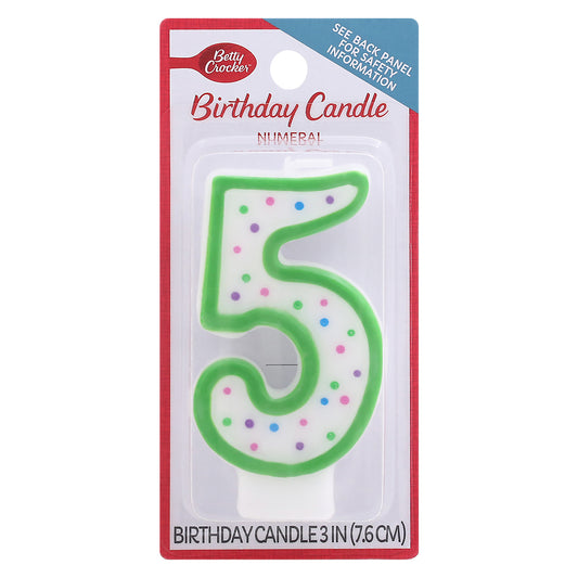 Betty Crocker 3 Inch Numeral 5 Birthday Candle 1 ea