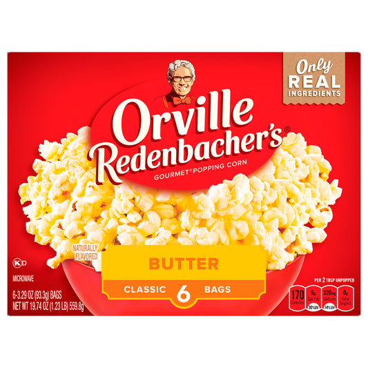 Orville Redenbacher's Butter Popcorn, 3.29 Ounce Classic Bag, 6-Count