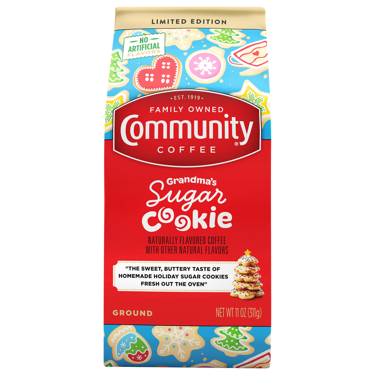 Community Coffee Grandma's Sugar Cookie Gable Top 11oz Bag