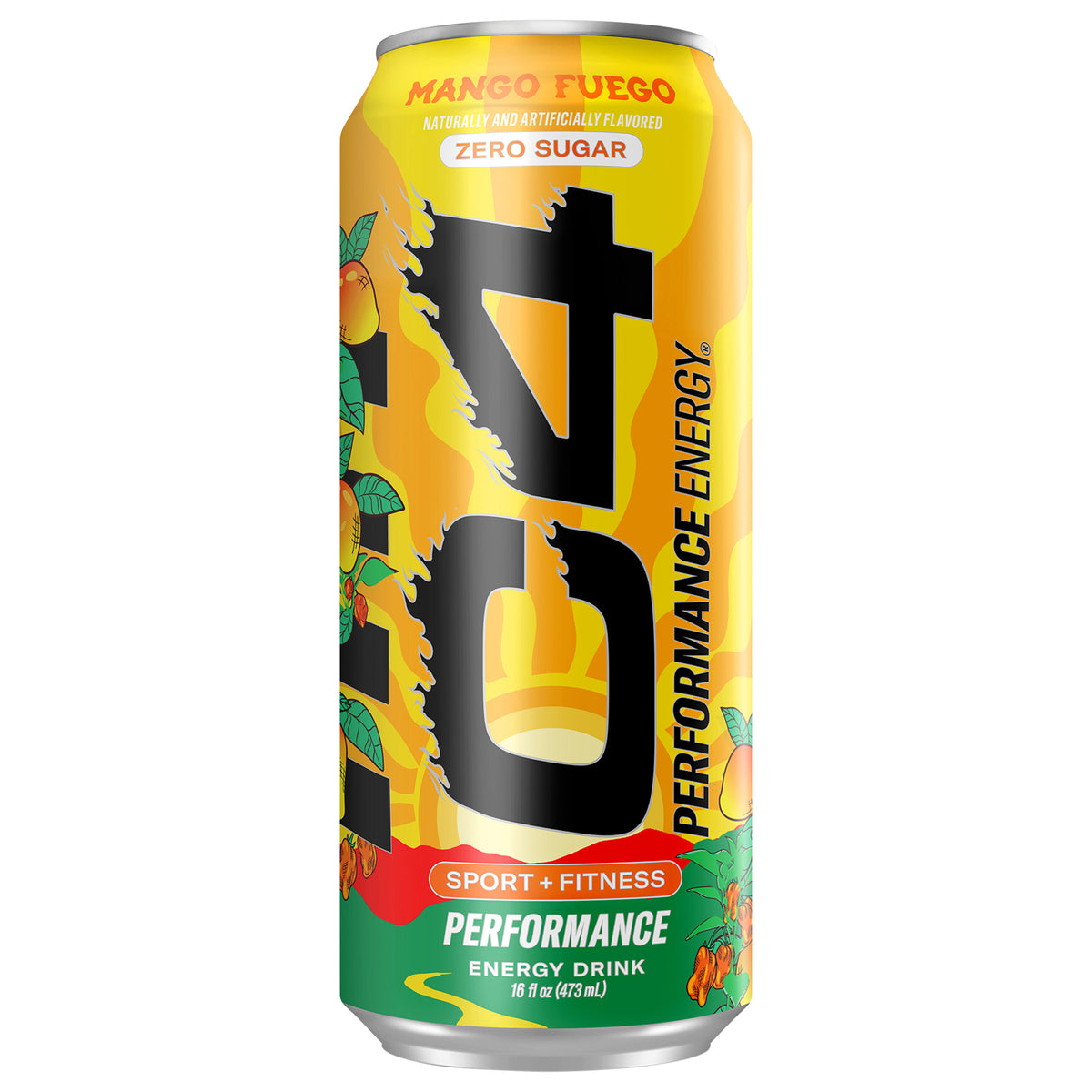 C4 Performance Mango Fuego Zero Sugar Energy Drink, 16 fl oz can