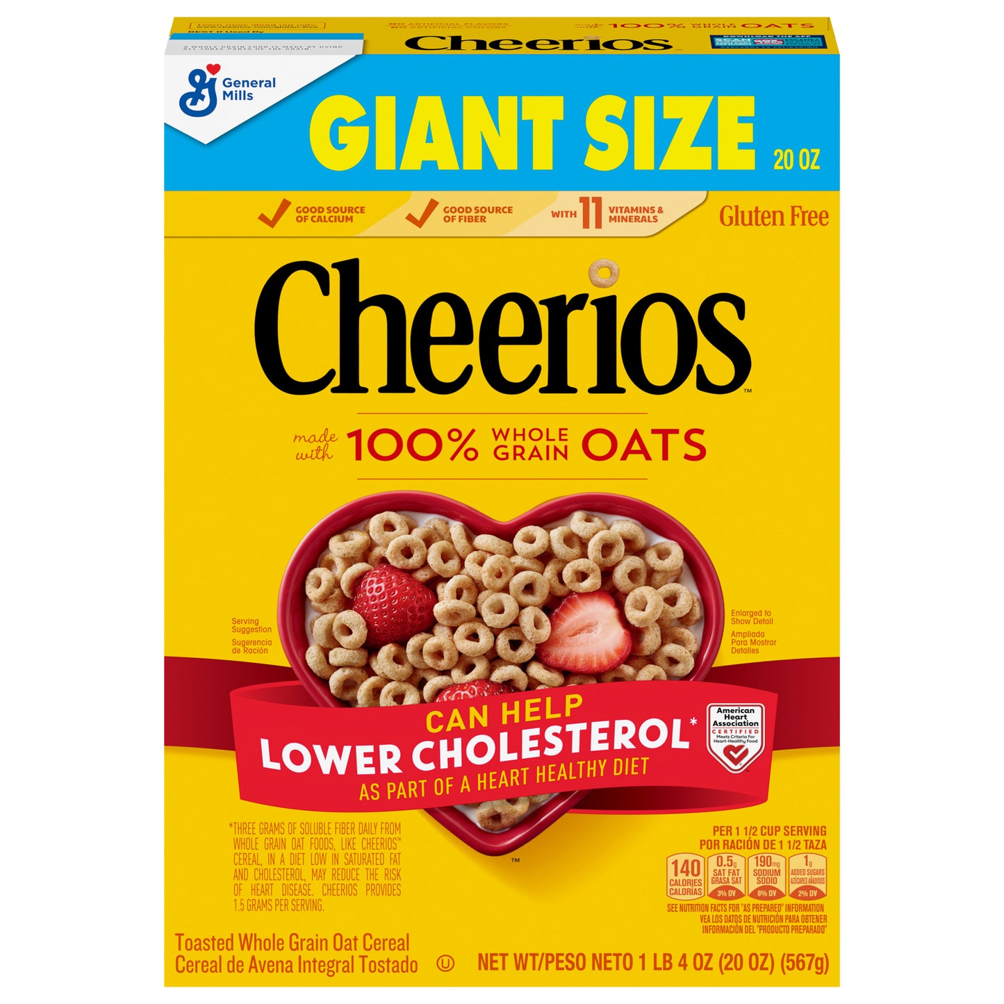 Cheerios, Heart Healthy Gluten Free Breakfast Cereal, Giant Size, 20 oz