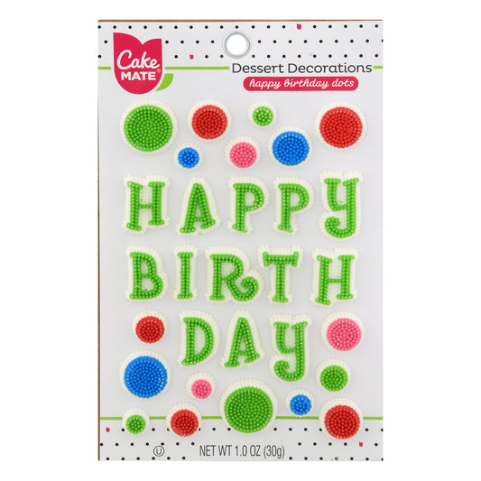 Cake Mate Happy Birthday Dots Dessert Decorations 1 oz