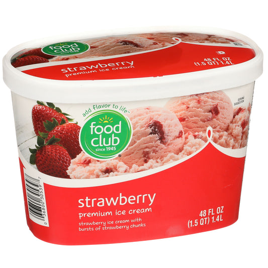 Food Club Strawberry Premium Ice Cream With Bursts Of Strawberry Chunks