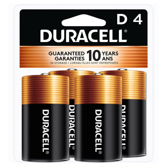 Duracell Coppertop D Alkaline Batteries, 4 Pack