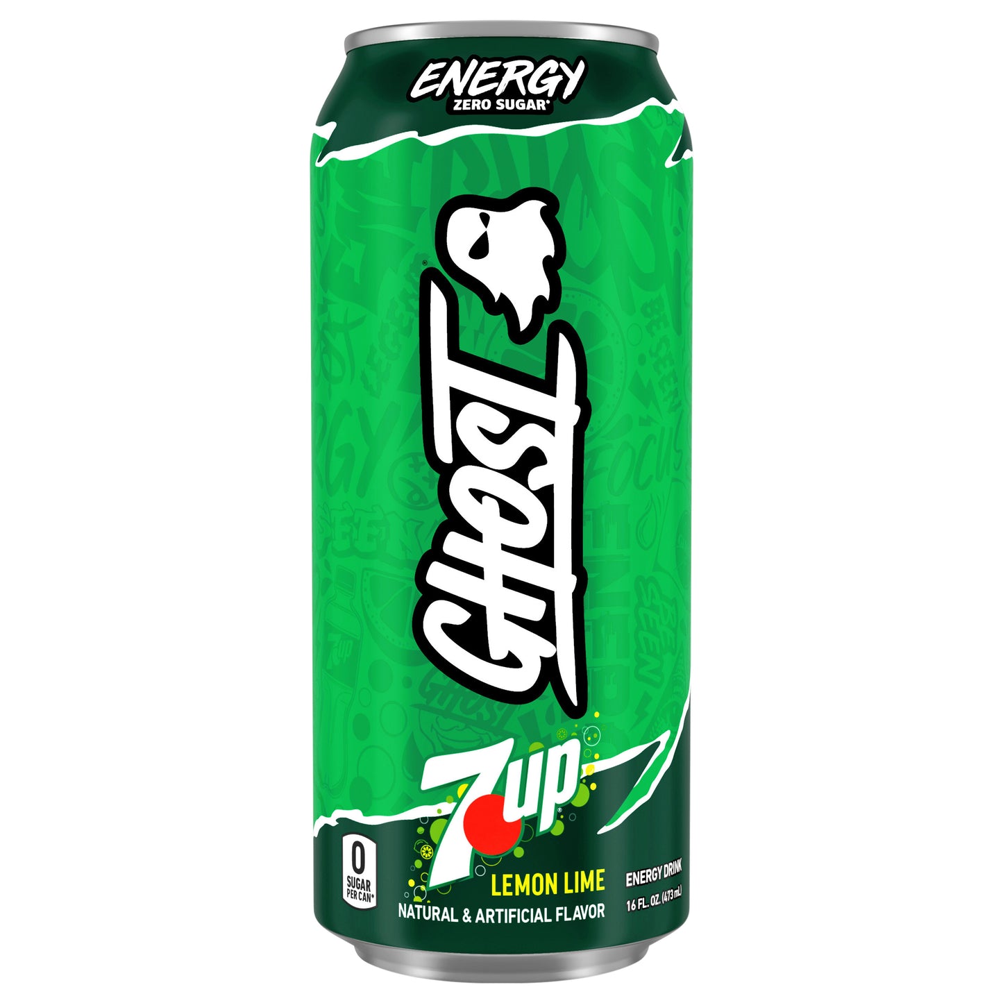 Ghost Zero Sugar Limited Edition Energy Drink, 7UP Lemon-Lime, 16 fl oz can