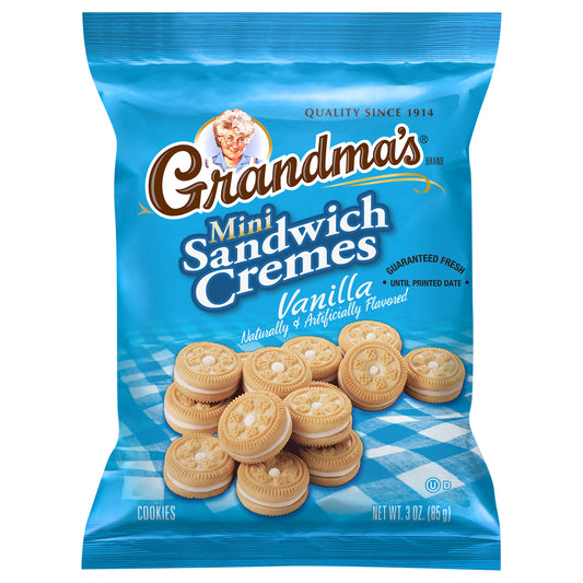 Grandma's Mini Sandwich Cremes Cookies Vanilla Naturally & Artificially Flavored 3 Oz