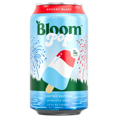 Bloom Pop Rocket Blast Limited Edition Prebiotic Soda, 12 fl oz cans