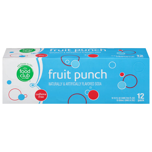 Food Club 12 Pack Caffeine Free Fruity Punch Soda 12 ea