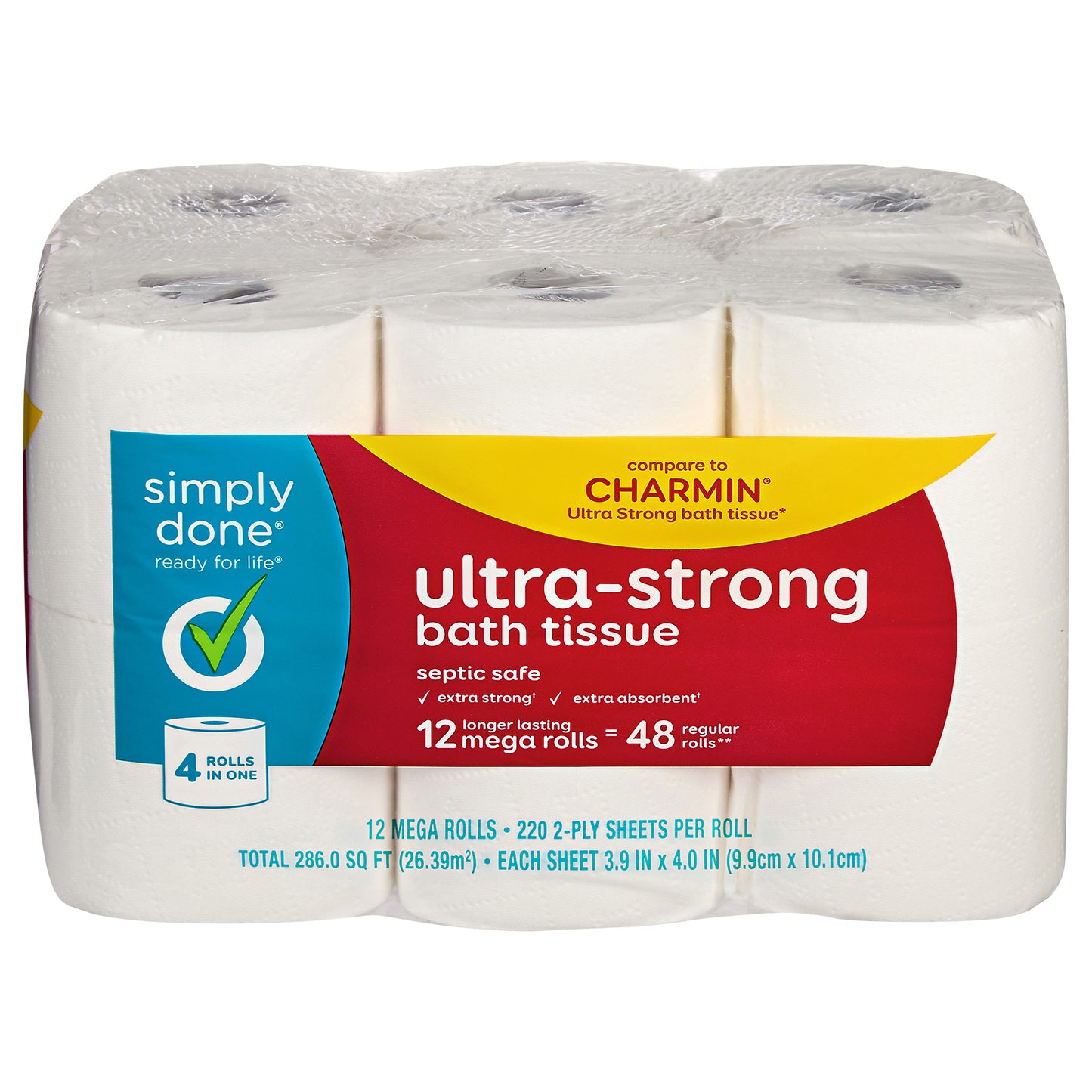 Simply Done Ultra-Strong 2-Ply Mega Rolls Bath Tissue 12 Rolls