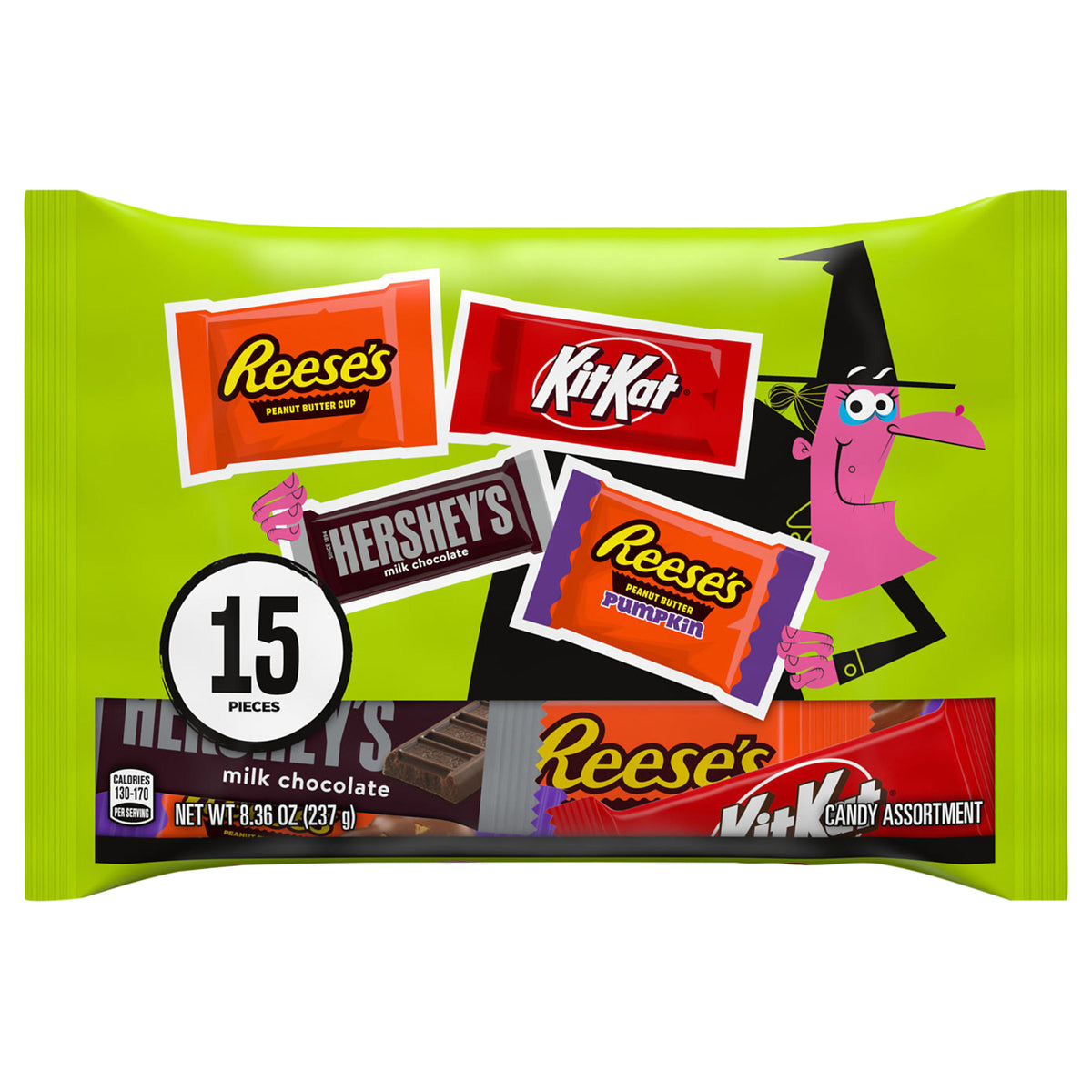 HERSHEY'S, KIT KAT® and REESE'S Assorted Chocolate, Halloween Candy Variety Bag, 8.36 oz (15 Pieces)